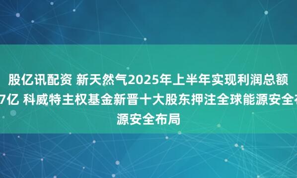 股亿讯配资 新天然气2025年上半年实现利润总额8.87亿 科威特主权基金新晋十大股东押注全球能源安全布局
